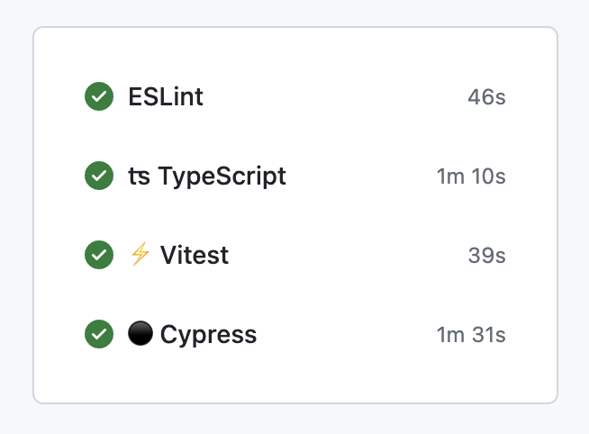 screenshot of a github action result